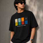 Premium Drop Shoulder Graphic T-Shirt – One Day At A Time | Black