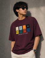 Premium Drop Shoulder Graphic T-Shirt – One Day At A Time | Maroon