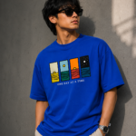 Premium Drop Shoulder Graphic T-Shirt – One Day At A Time | Blue