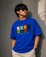 Premium Drop Shoulder Graphic T-Shirt – One Day At A Time | Blue